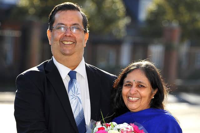 Long-standing Shoreham postmaster Ashok Sthankiya and his wife Shobha. Picture: Steve Robards SR2101231