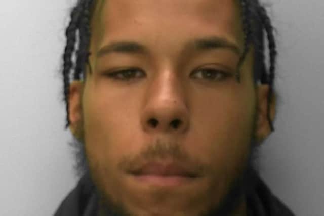 Che Isaacs-Neville, 22, was sentenced at Lewes Crown Court for a total of 13 offences. Picture: Sussex Police.