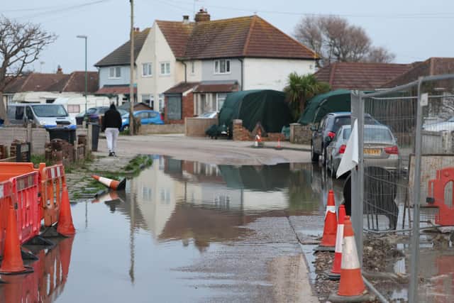 Heavy sewage has been flooding onto pavements and driveways in West Beach. Photo: Eddie Mitchell