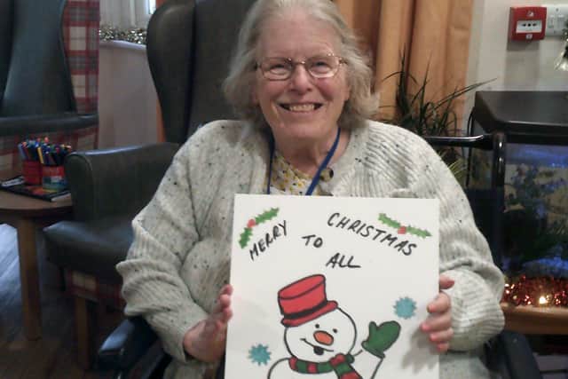 Margaret Sands created her fun snowman design with wellbeing co-ordinator Teresa Bettell and this has been used by Rectory House Care Home in Sompting as its Christmas card this year