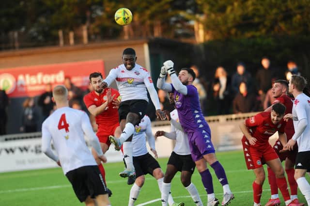 Action Lewes' Sussex Senior Cup defeat at Isthmian Premier rivals Worthing. Picture by Stephen Goodger
