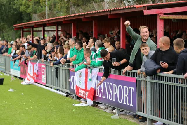 Bognor fans at Worthing earlier in the season - the two teams will meet again at Nyewood Lane on Tuesday afternoon / Picture: Martin Denyer