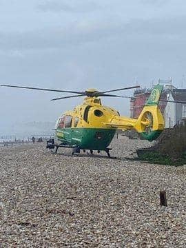 A helicopter was seen attending an incident at Bracklesham Beach. Pic: Eddie Mitchell.