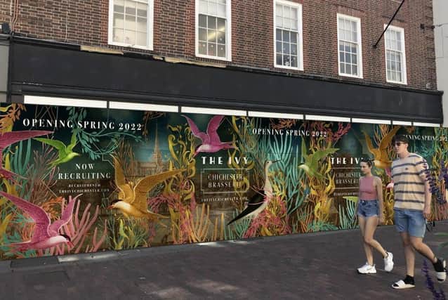 Artist's impression of new hoardings at The Ivy in Chichester SUS-211229-170638003