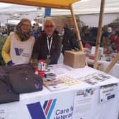Beverley and the Rev George Butler volunteering at the Christmas market in the grounds of Care for Veterans' hospital home in Worthing