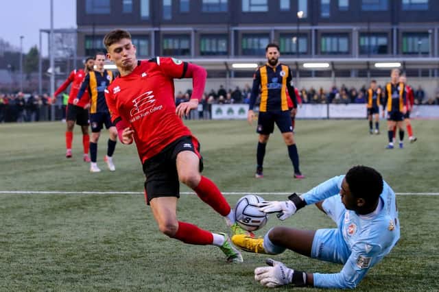 This was Eastbourne Borough's last outing - at Slough - and they will not have played for three weeks by the time they play again / Picture: Lydia Redman