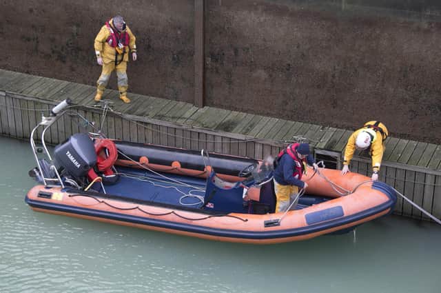A boat that the suspected illegal immigrants were using to try to cross the Channel SUS-180131-163542001