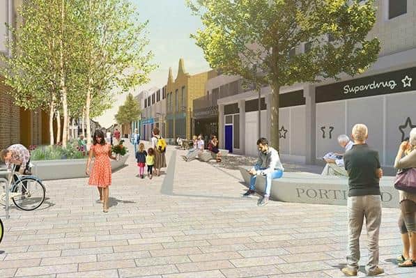 Artist's impression of how the new Portland Road will look. Photo from Worthing Borough Council. SUS-220301-113435001