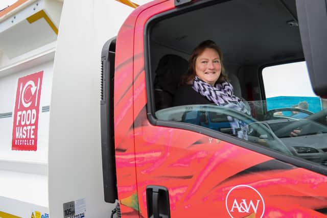 Councillor Emma Evans, Adur District Council’s executive for environment in the new Food Waste truck. Photo: Adur and Worthing Councils
