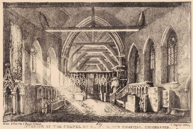 Interior of the Chapel of St Mary’s Hospital, Chichester. Image courtesy of West Sussex Record Office