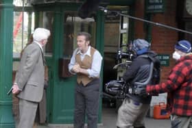 Bradley Walsh as Pop Larkin during filming of The Larkins at Horsted Keynes station. Picture: Mick Blackburn.