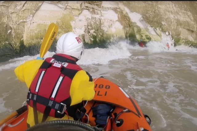 The Y-class Lifeboat rescuing the two Paragliders on 24 December.