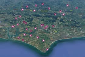Locations of the planning applications submitted across the Chichester district between December 21-January 5. Photo: Google Maps