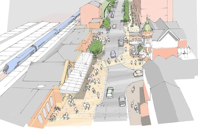 Plans for Worthing's Railway Approach published by West Sussex County Council last year. View looking eastwards with the station on the left and Grand Victorian Hotel on the right