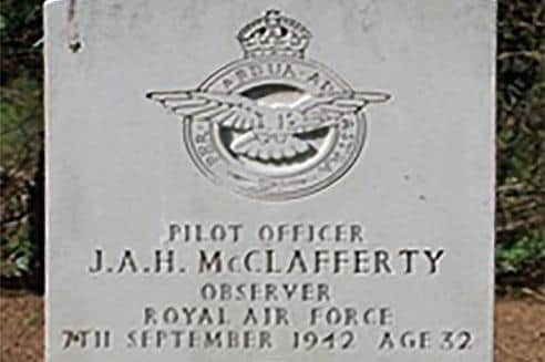 The grave of Pilot Officer James McClafferty, whose parents lived in Worthing