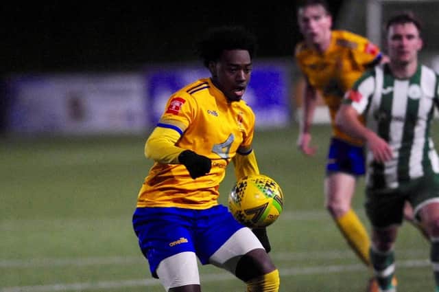 Ismaila Diallo netted Lancing's equaliser in their excellent draw at high-flying Ashford United. Picture by Stephen Goodger