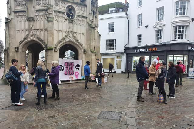 Kill the Bill protests at Chichester's Market Cross