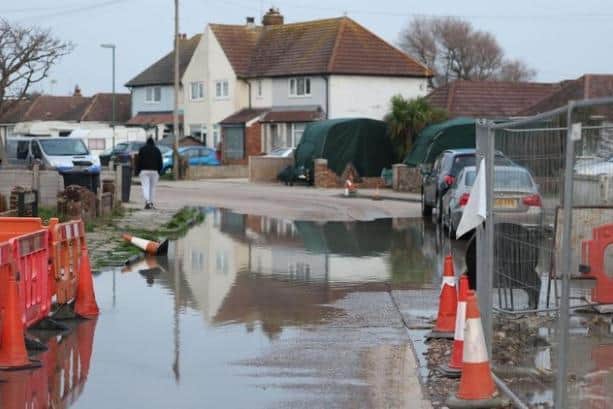 Repairs works have been completed on a burst main in West Beach after a sewage leak just three days before Christmas — the fourth in three months on the same residential estate. Photo: Eddie Mitchell