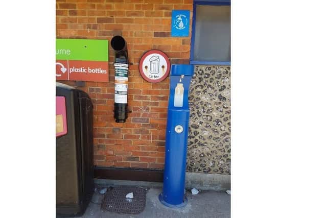 Refill station outside Holywell toilet block SUS-220113-074407001