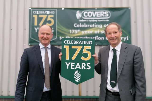 Henry Green (left) and Rupert Green (right) celebrate Covers Timber and Builders Merchants' 175th anniversary.