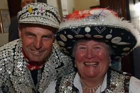 Brian and Margaret Hemsley , the Pearly King and Queen of Harrow. Picture: Stephen Goodger W25396h6