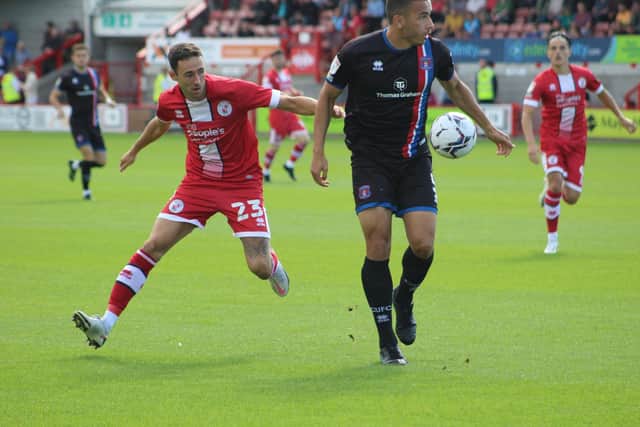 Action from Crawley Town's home win over Carlisle United earlier in the season. Picture by Cory Pickford