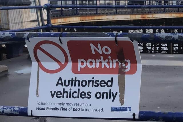The parking fine sign on Eastbourne seafront. Picture from Rob Price SUS-220114-150526001