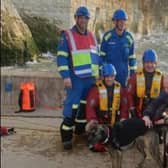 The dog was rescued and reunited with its owners. Photo: Newhaven Coastguard