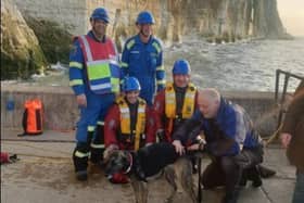 The dog was rescued and reunited with its owners. Photo: Newhaven Coastguard