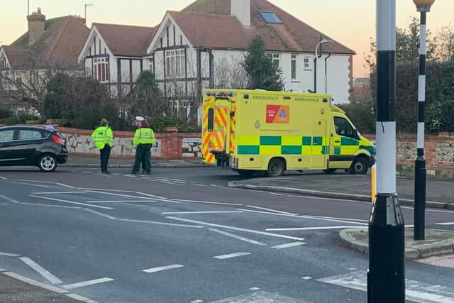 Paramedics from South East Coast Ambulance Service have been called to the crash in Eastbourne. Photo: Dan Jessup