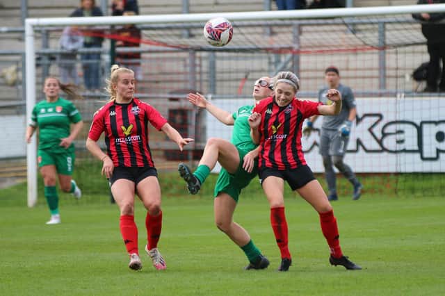 Lewes Women - pictured in action against Coventry United earlier in the season - lost 1-0 away to Charlton / Picture: James Boyes