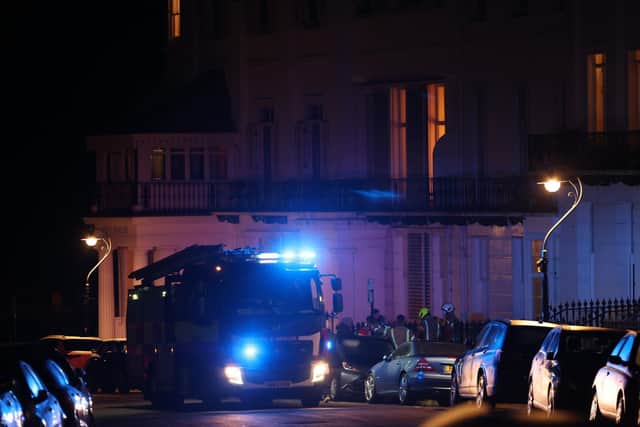 Residents were evacuated from the building in Lewes Crescent, Brighton