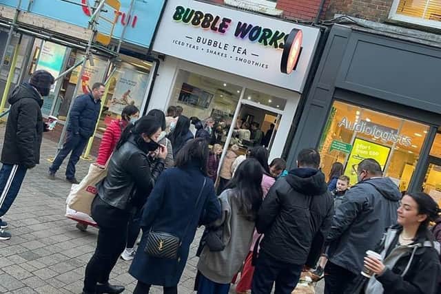 Crowds of youngsters having been queueing at the new store in West Street, Horsham