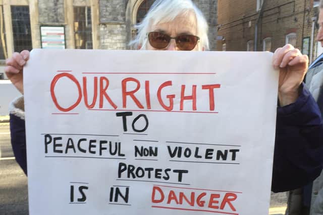 Worthing campaigners came together to protest against the
government’s plans to criminalise peaceful protest