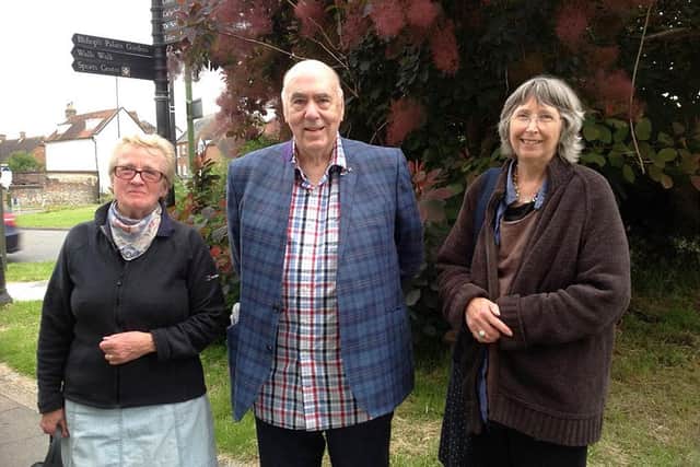 Photograph left to right, Alison McCann, Father Edward Jackman, Leigh Lawson.