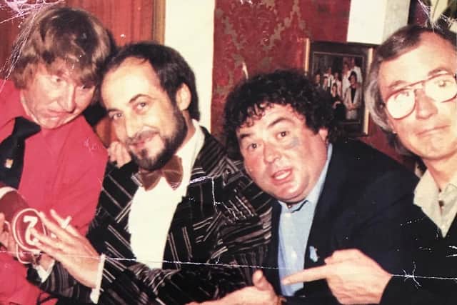 Terry Pagiel (centre left) with comedian stars 'Little and Large'. Pic supplied. PPP-220116-165853001