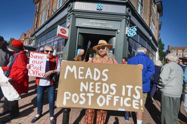 Meads Community Association and local residents protested about the closure of the Co-op and Post Office in Meads Street in September 2021.
Photo by Justin Lycett. SUS-220118-092025001