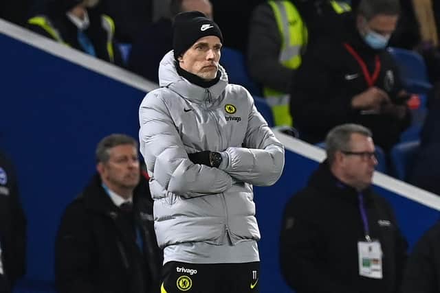 Thomas Tuchel admitted that Chelsea 'were a bit lucky to be ahead' at half-time.(Photo by GLYN KIRK/AFP via Getty Images)