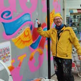 Artist Dave Pop working on the Enliven Brighton Art Trail