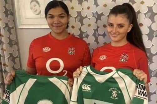 Grace Clifford and Katie Shillaker in their England shirts
