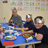 West Sussex Alternative Provision College students enjoying their meal with teachers