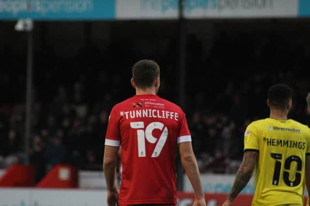 Crawley Town defender Jordan Tunnicliffe started for the first time since the opening day of the season against Tranmere Rovers on Saturday (January 22). Photo: Cory Pickford
