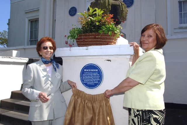 Christine Brown and  Maria Teresa Grijalba unveiling the blue plaque at Beach House in May 2007. Picture: Gerald Thompson W21043H7