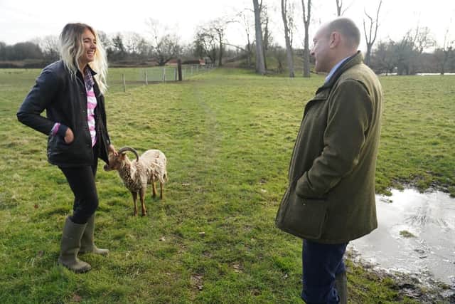 Andrew Griffith (right) joined Mark and Amy (left), along with John Evans, vice-chairman of Pulborough parish council, and manager Michelle Matthews, for a tour of the site and to see inside some of the properties.