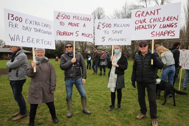 More than 400 people demonstrated their strength of feeling against the proposed bypass route by taking part in a community photo shoot on Walberton Recreation Ground. Photo: Stop the Arundel Bypass Alliance