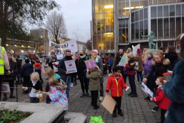 Teachers, parents and pupils have joined the fight against the cuts to the admission numbers at seven primary schools in Brighton and Hove