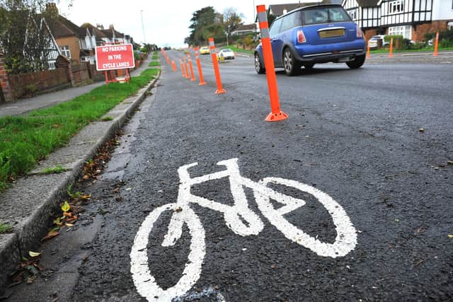 Pop-up cycle lanes were installed in Upper Shoreham Road in 2020, but then removed months later