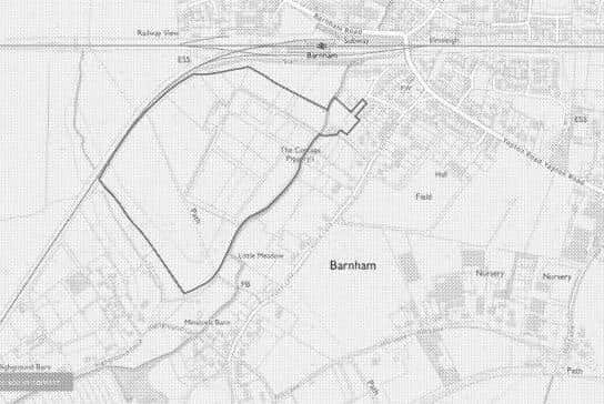 The site where 200 new homes are now set to be built south of Barnham railway station