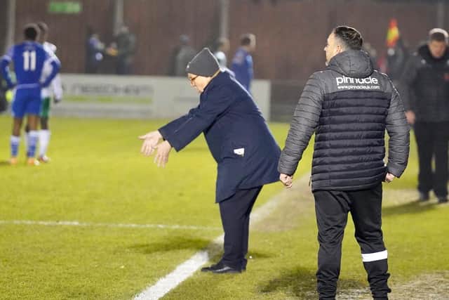 Jack Pearce on the sidelines at Bishop's Stortford on Tuesday night / Picture: Trevor Staff