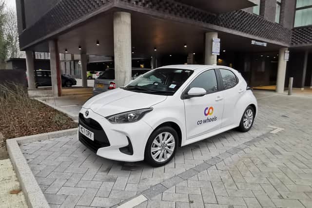 The new Co Wheels Crawley Car Club car is located within easy reach of many town centre residents directly outside Geraint Thomas House on The Boulevard